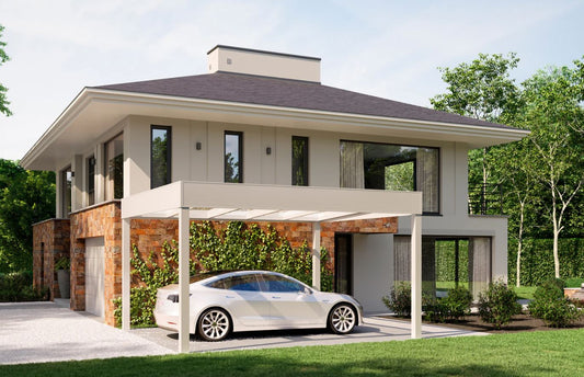 CARPORT - Effet toit plat (auto-porté)